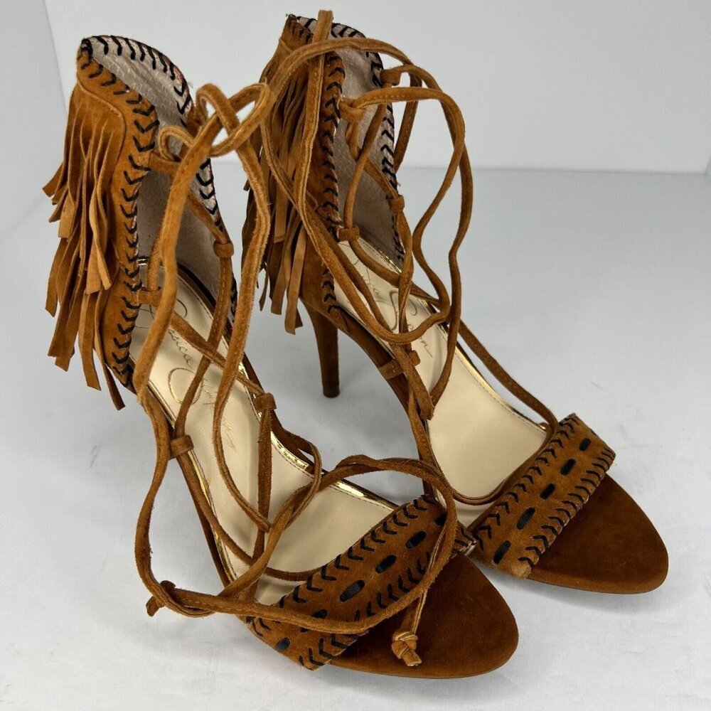 Jessica Simpson Womens Mareya Brown Fringe Ankle Straps Size 7M Gladiator Sandal - Picture 2 of 8